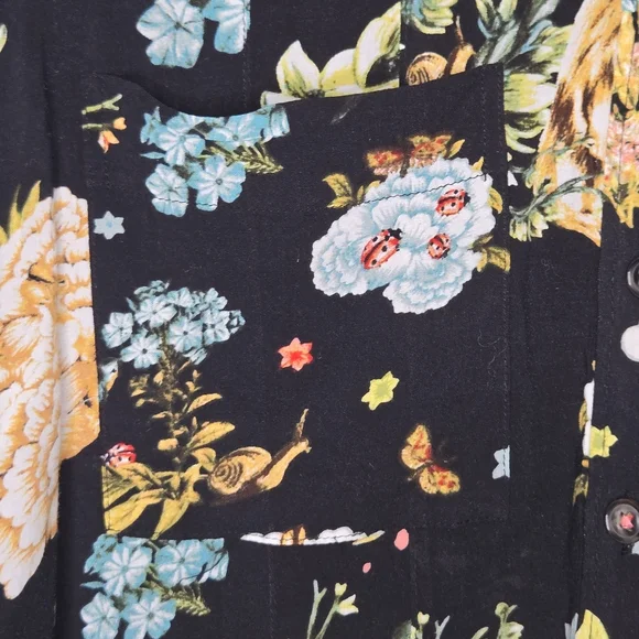 Maeve Floral Black Wildlife Rayon Blouse Size 8 - Picture 7 of 11